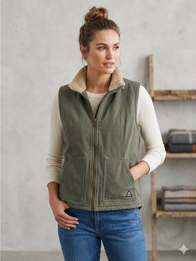Ridgecut Green Full Zip Sherpa Lined Vest